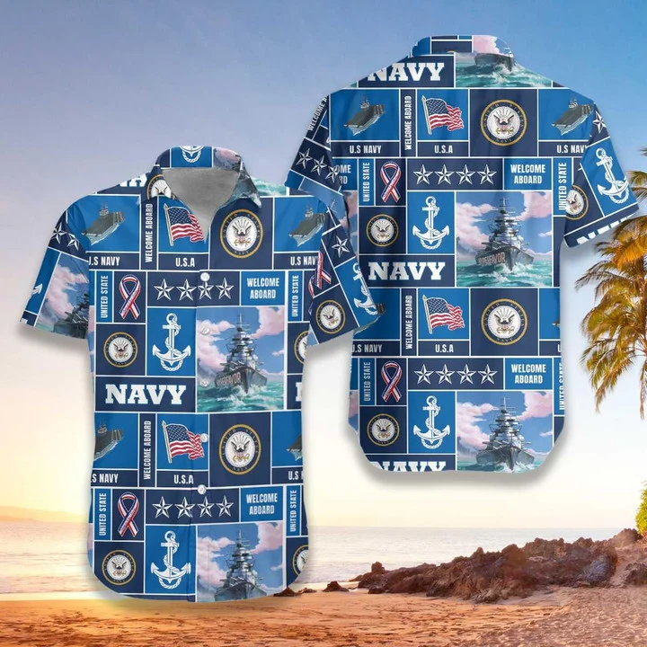 Veteran Soldier US Navy Welcome To Aboard Hawaiian Shirt