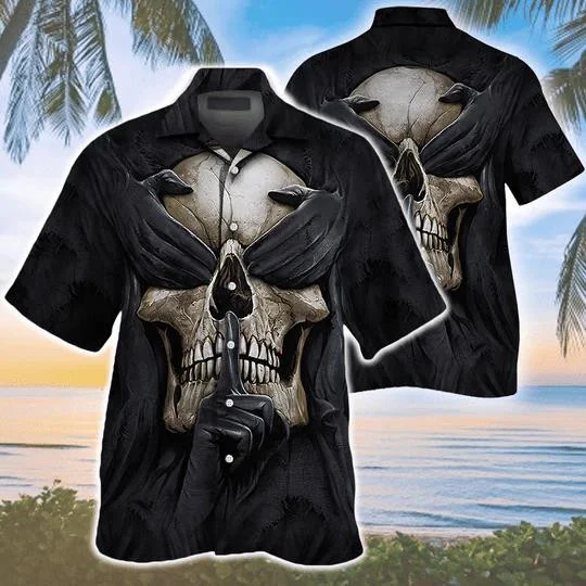 Silence Tattoo Skull Art Horror Themed Hawaiian Shirt