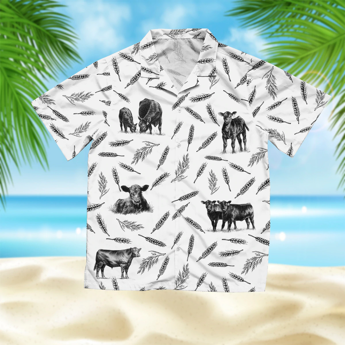 Cattle pattern black and white Hawaiian Shirt, Summer gift, Hawaiian Shirts for Men and Women Aloha Beach Shirt