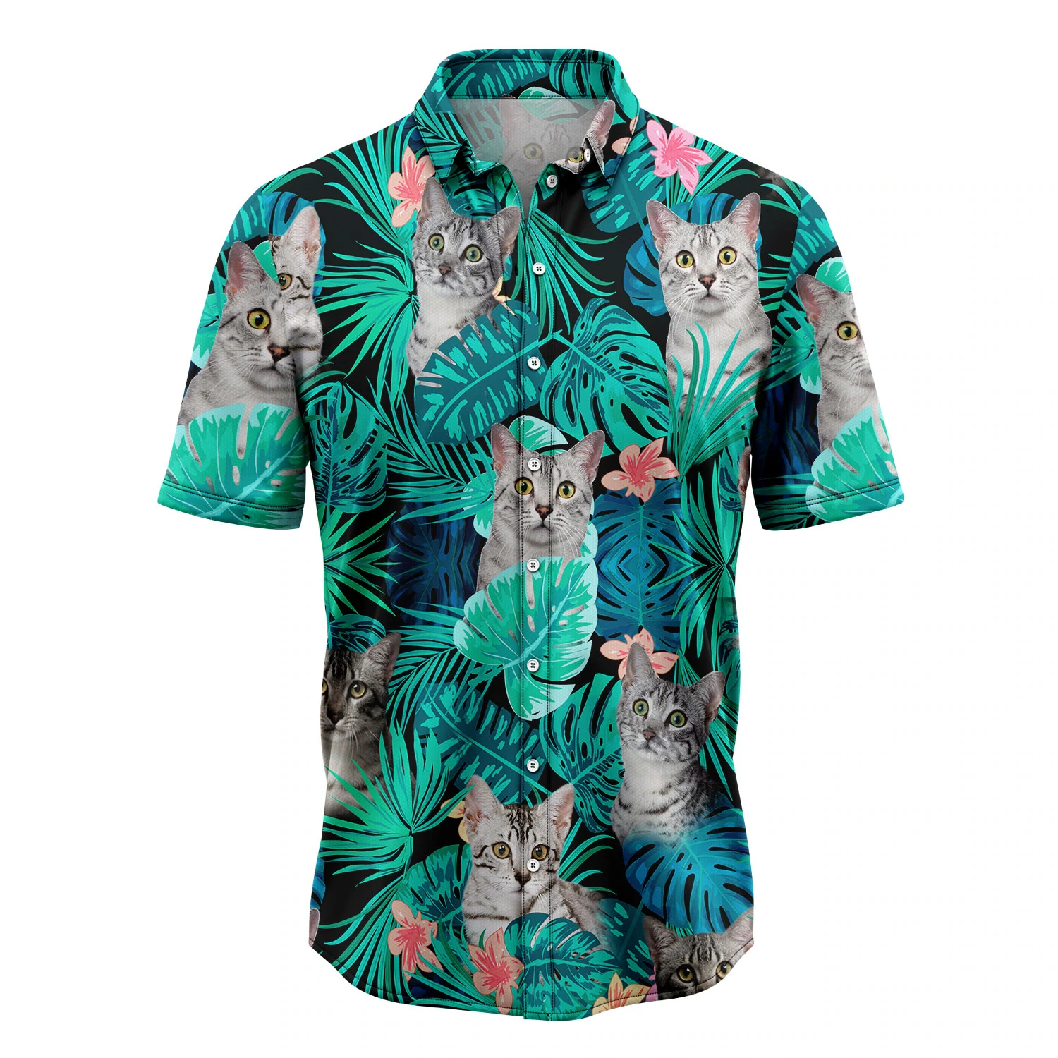 Custom Photo Cat Tropical Hawaiian Shirt, Summer Hawaiian Shirts for Men, women Aloha Beach Shirt