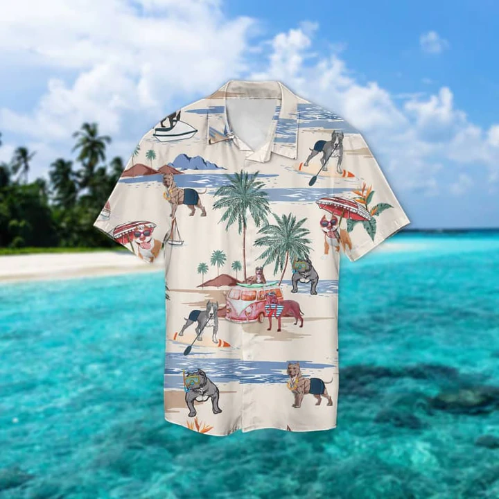 Pitbull Summer Beach Hawaiian Shirt, Hawaiian Shirts for Men women Short Sleeve Aloha Beach Shirt