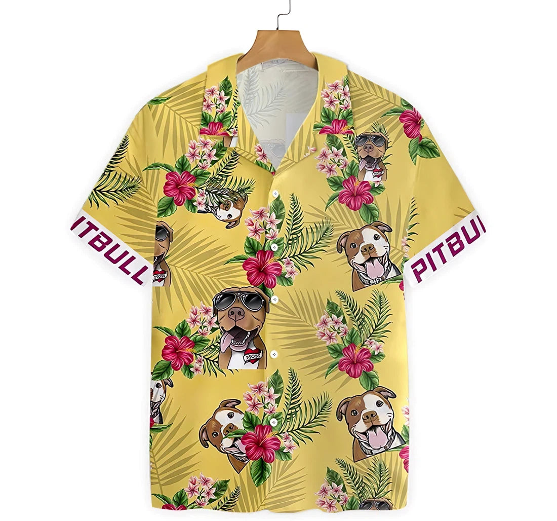 Pitbull Summer Clothes Hawaiian Shirt, Button Up Aloha Shirt For Men, Women