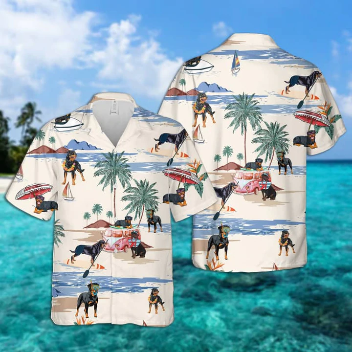 Rottweiler Summer Beach Hawaiian Shirt, Hawaiian Shirts for Men women Short Sleeve Aloha Beach Shirt