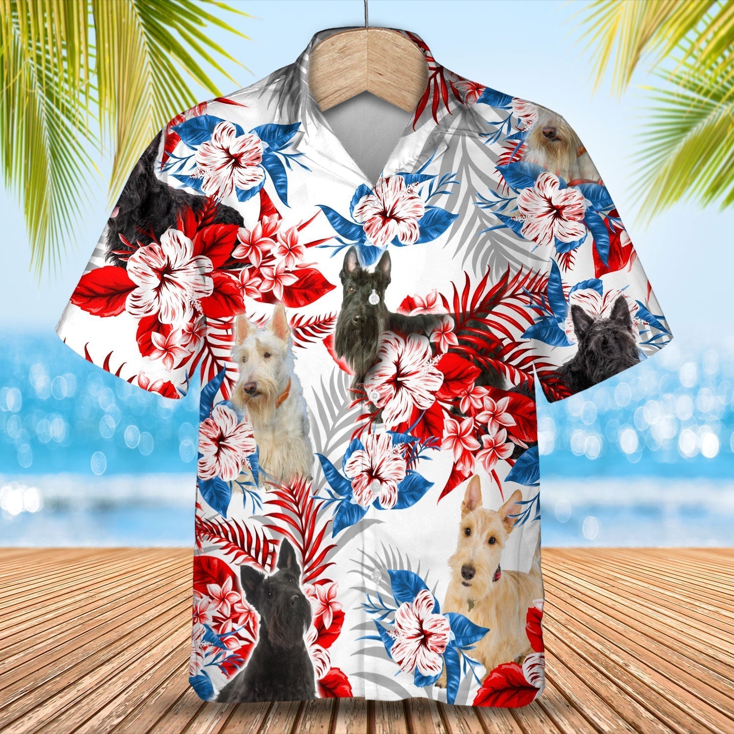 Scottish Terrier Hawaiian Shirt -  Gift for Summer, Summer aloha shirt, Hawaiian shirt for Men and women