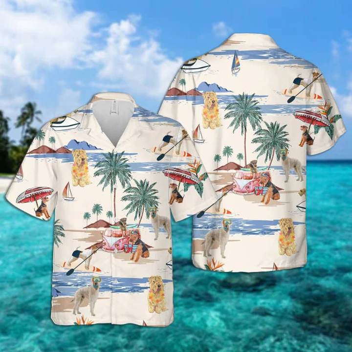 Soft-Coated Wheaten Terrier Summer Beach Hawaiian Shirt, Hawaiian Shirts for Men Short Sleeve Aloha Beach Shirt