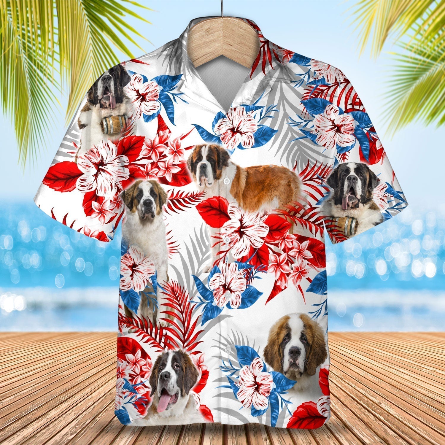 St Bernard Hawaiian Shirt - Gift for Summer, Summer aloha shirt, Hawaiian shirt for Men and women