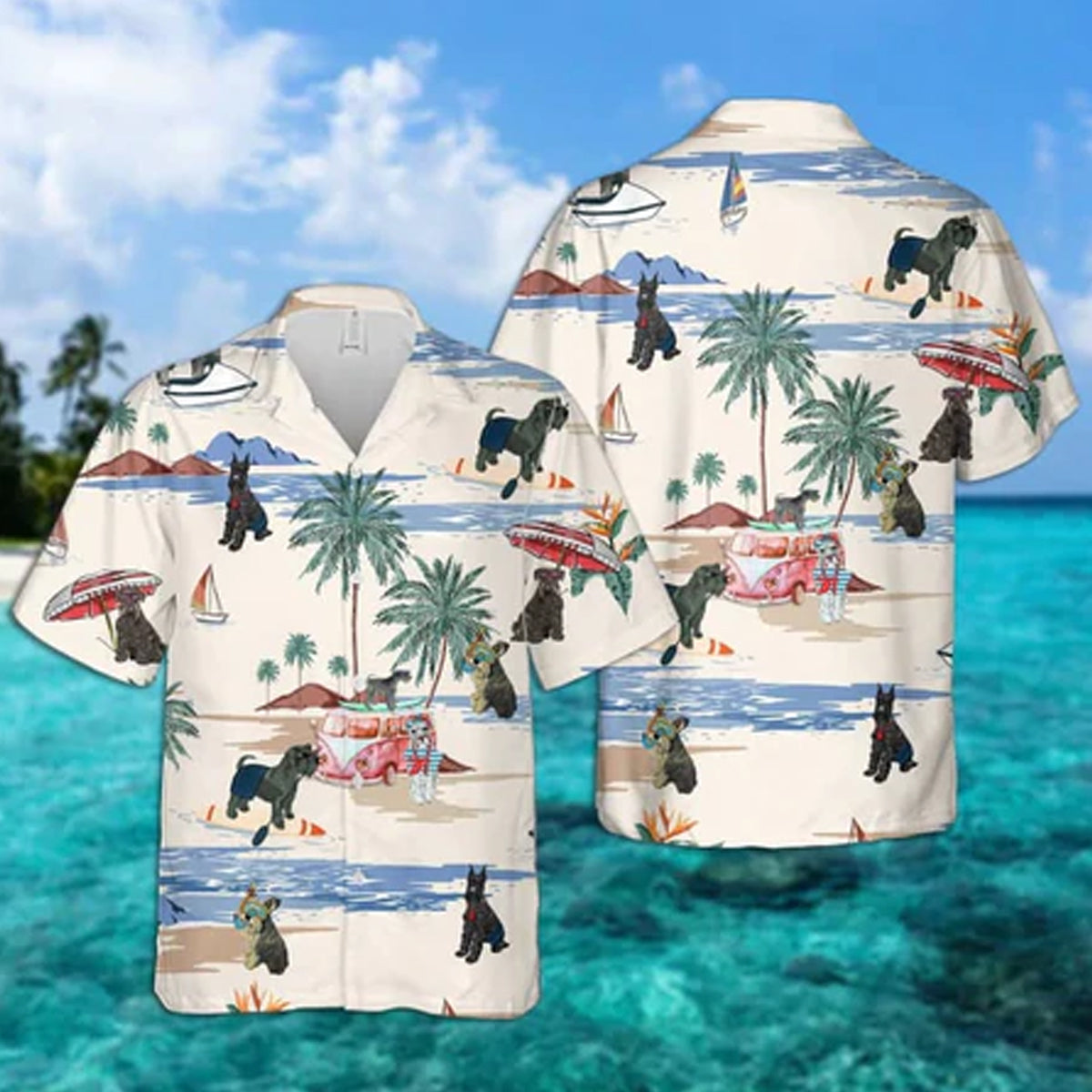 Standard Schnauzer Summer Beach Hawaiian Shirt, Hawaiian Shirts for Men Short Sleeve Aloha Beach Shirt