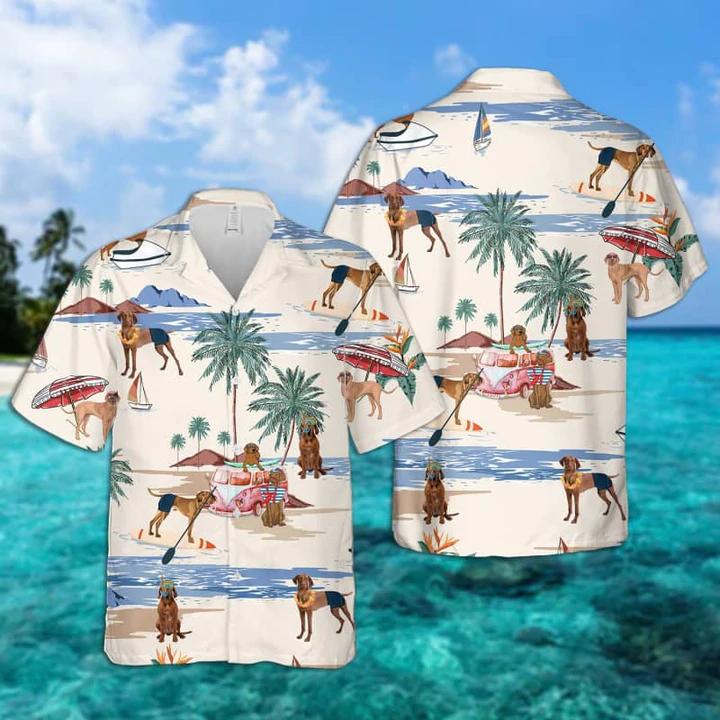 Vizsla Summer Beach Hawaiian Shirt, Hawaiian Shirts for Men Short Sleeve Aloha Beach Shirt